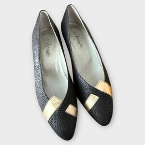 Vintage Japanese Ginza Kanematsu Black Kitten Heel Pumps